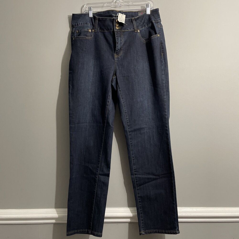 Ashley Stewart Women’s Curve Confident Straight Leg Mid Rise Stretch Jeans 16r